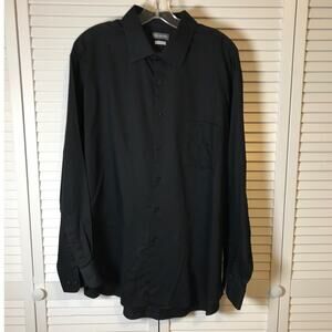 Van Heusen Black Collared Long-Sleeve Men Shirt XXL (34-35)